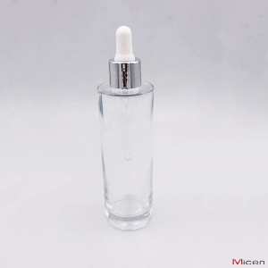 Flacon en verre transparent à base épaisse de 100 ml avec compte-gouttes