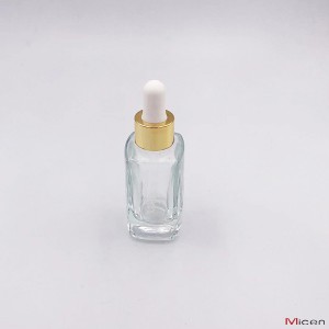 בקבוק זכוכית שקופה 25 מ"ל עם טפטפת