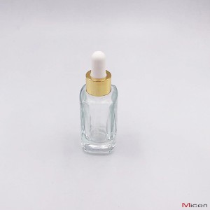 Frasco de vidro transparente de 25 ml com conta-gotas