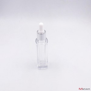 Bouteille en verre transparent à base épaisse de 25 ml avec compte-gouttes