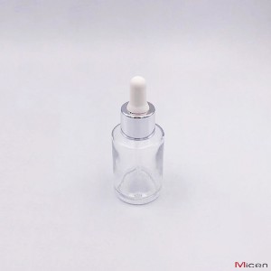 30 ml-es átlátszó üvegpalack csepegtetővel