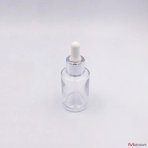 30 ml skaidraus stiklo buteliukas su lašintuvu