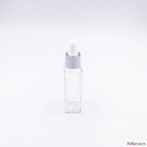 30ml Square Thick base clear glass bottle with dropper