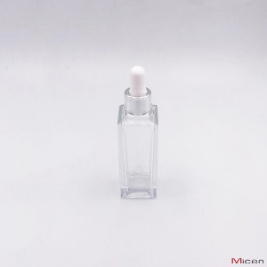 30ml چورس گلاس ٿلهي بنيادي بوتل dropper سان