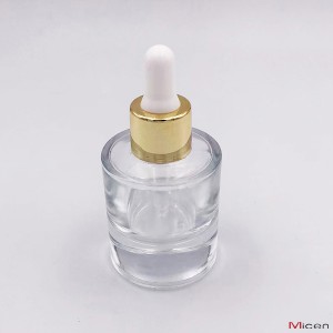 30 ml skaidraus storo pagrindo stiklo buteliukas su lašintuvu