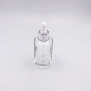 Flacon en verre transparent à base épaisse de 45 ml avec compte-gouttes