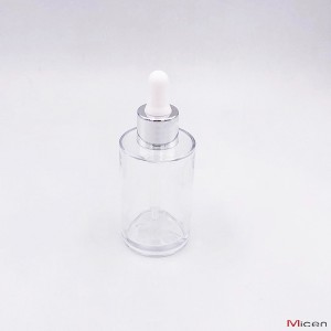 Flacon en verre transparent à base épaisse de 50 ml avec compte-gouttes