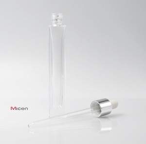 8ml Botol kaca asas tebal persegi dengan penitis Teat