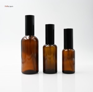 5-100ml botlolo ea khalase ea amber e nang le sprayer le cap
