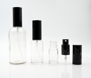 5-100 ml-es átlátszó üvegpalack permetezővel és kupakkal