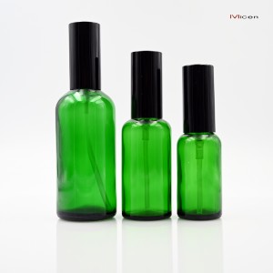 5-100ml Green glass bottle with sprayer and cap