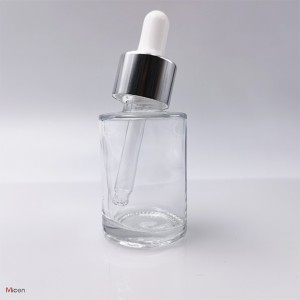 Bouteille en verre transparent à base épaisse de 15 ml avec compte-gouttes